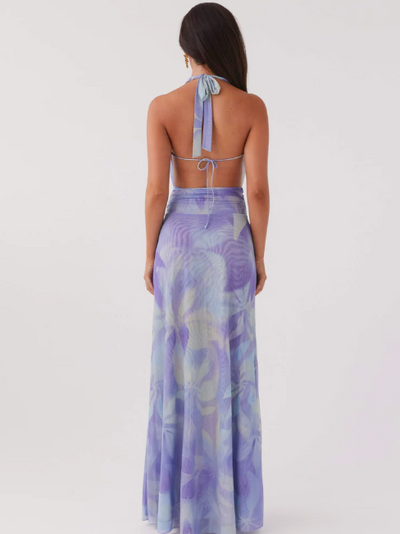 Norma Floral Print Halterneck Backless Maxi Dress