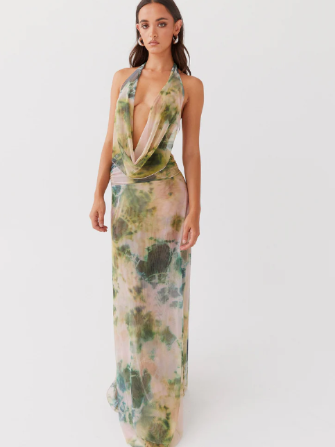 Norma Floral Print Halterneck Backless Maxi Dress