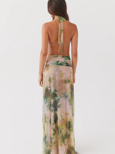 Norma Floral Print Halterneck Backless Maxi Dress