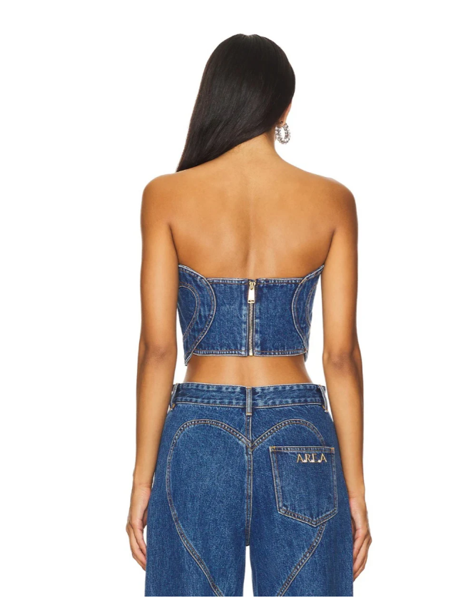 Heart Shape Denim Strapless Bustier Tube Top