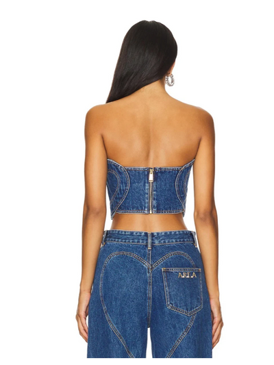Heart Shape Denim Strapless Bustier Tube Top