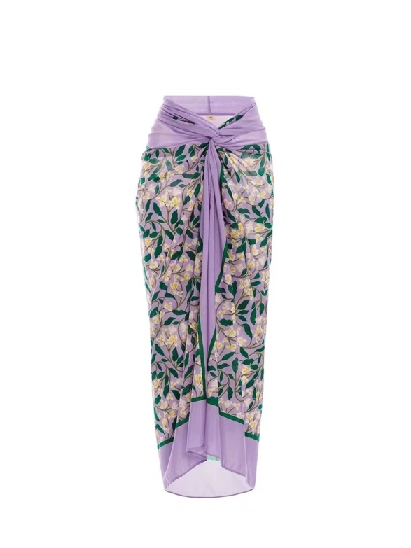 Floral Print Halterneck Cutout Bikini Swimsuit Set with Skirt