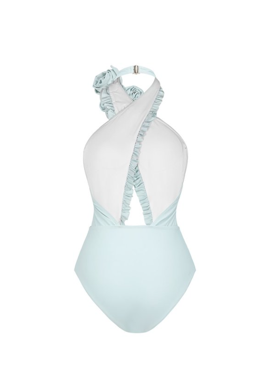 Floral Print Halterneck Cutout Bikini Swimsuit Set with Skirt