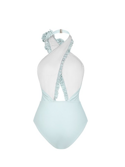 Floral Print Halterneck Cutout Bikini Swimsuit Set with Skirt