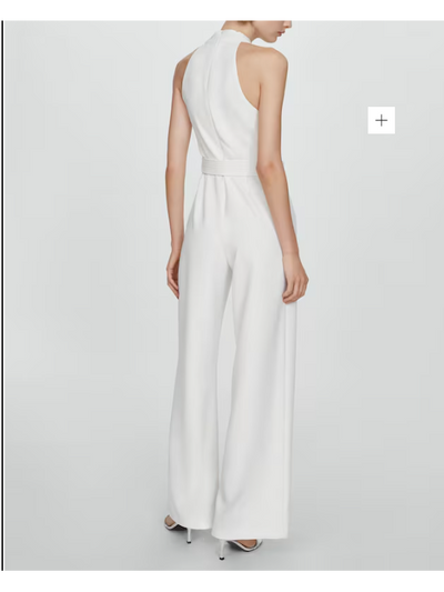 Halterneck Wide Leg Jumpsuit With Belt