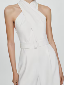 Halterneck Wide Leg Jumpsuit With Belt