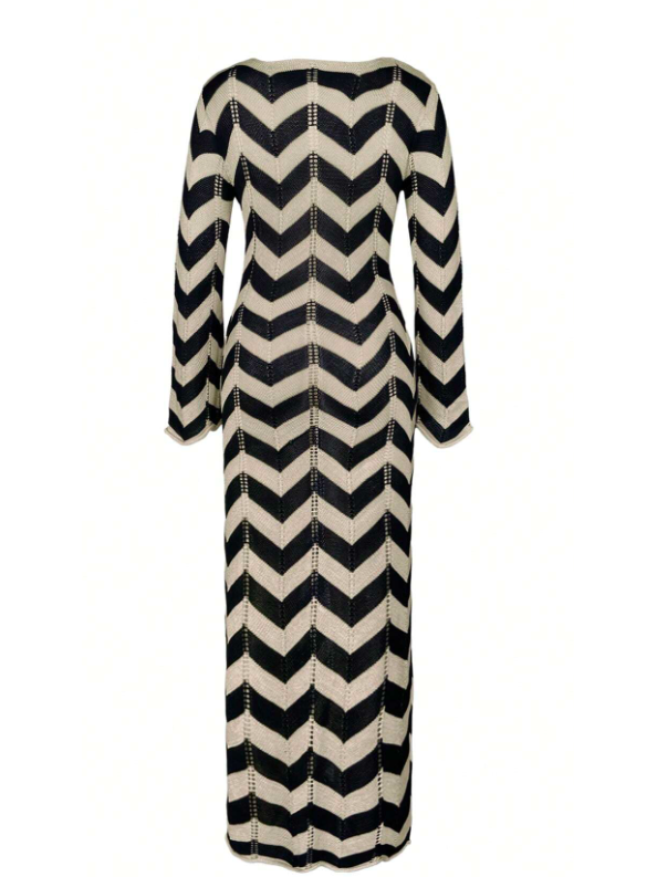 Printed Tie-Up Neck Long Sleeves Maxi Dress
