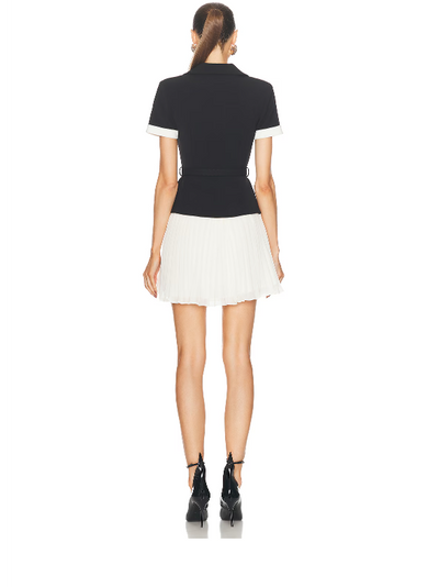 Belted Diamond Vest & Pleated Skirt Coord Set