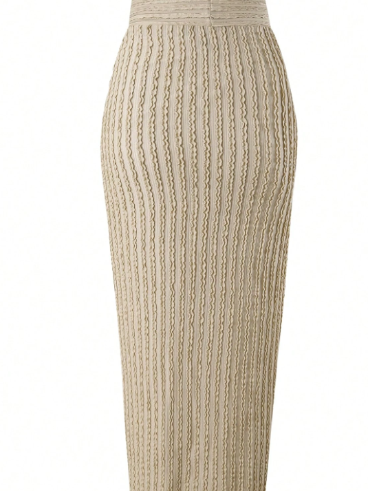 Textured Plunge Bikini & Wrap Sarong Skirt Swimsuit Set