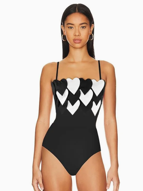 Heartbreaker Monochrome Swimsuit & Pencil Skirt Set