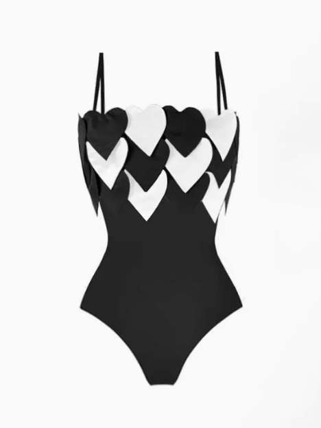 Heartbreaker Monochrome Swimsuit & Pencil Skirt Set