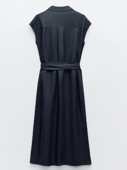 Sleeveless Pocket Shirt Dress With Belt