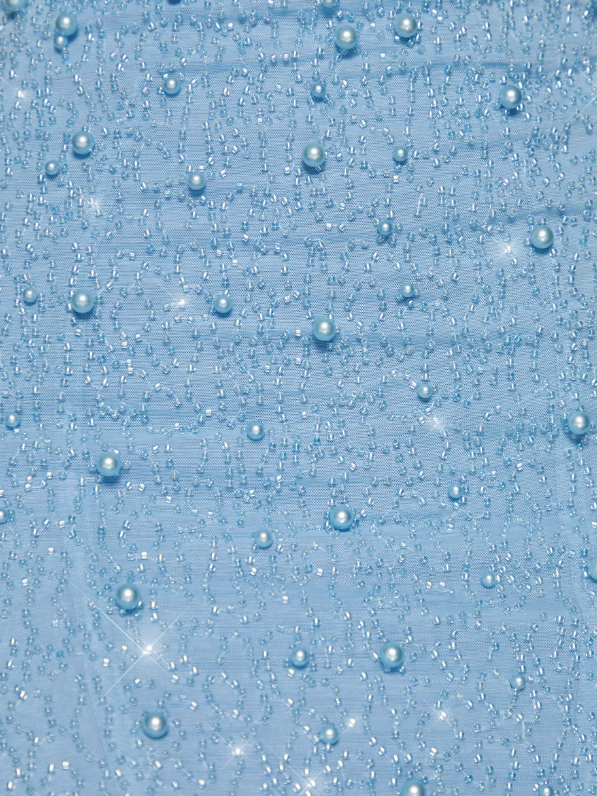 Pearl Beaded Ruched Sequin Bodycon Dress