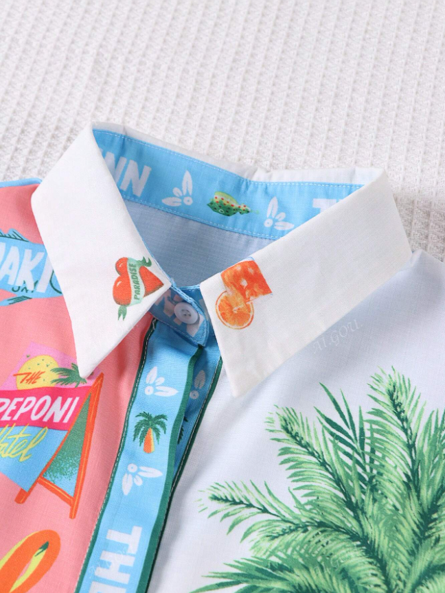 Summer Paradise Beach Print Shirt & Pants Coord Set