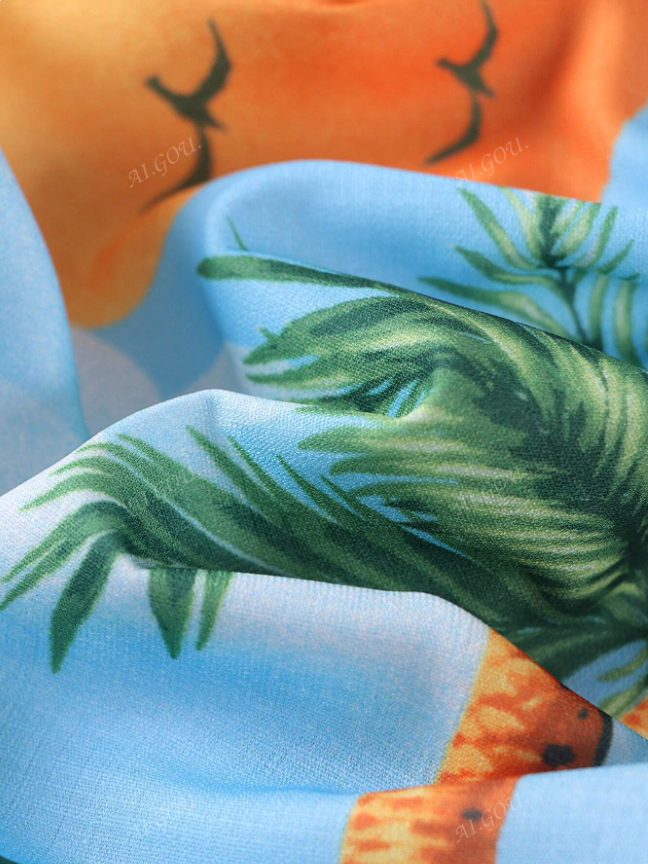 Summer Paradise Beach Print Shirt & Pants Coord Set