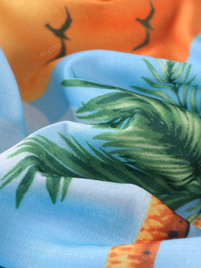 Summer Paradise Beach Print Shirt & Pants Coord Set