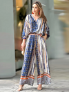 Printed Lantern Sleeves Shirt & Wide Leg Pant Coord Set