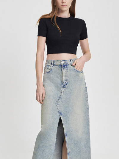 Denim Slit Skirt