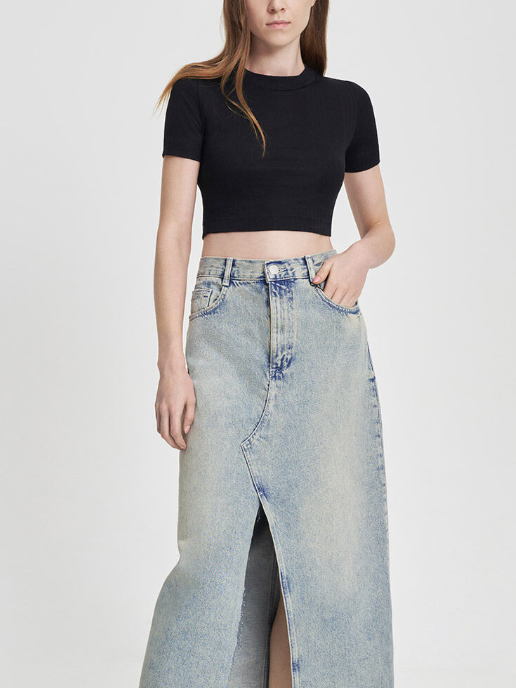 Denim Slit Skirt