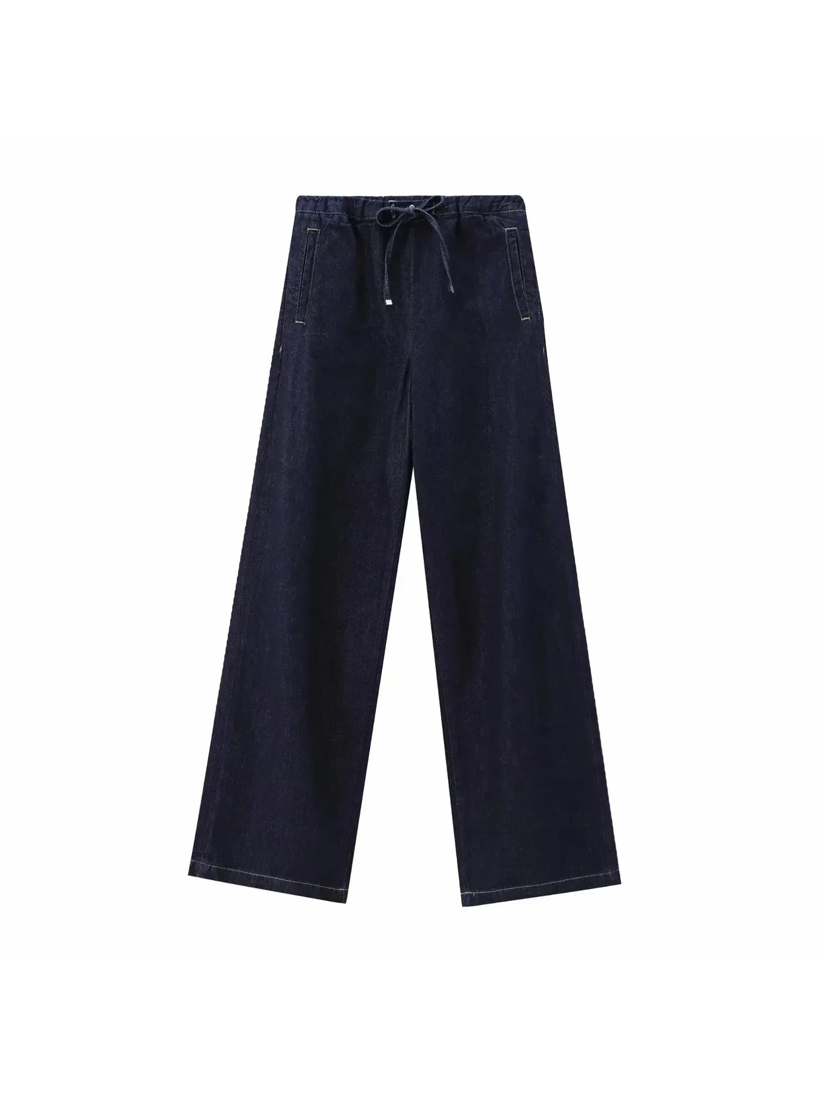 Denim Jacket Top & Pants Coord Set with Elastic Belt