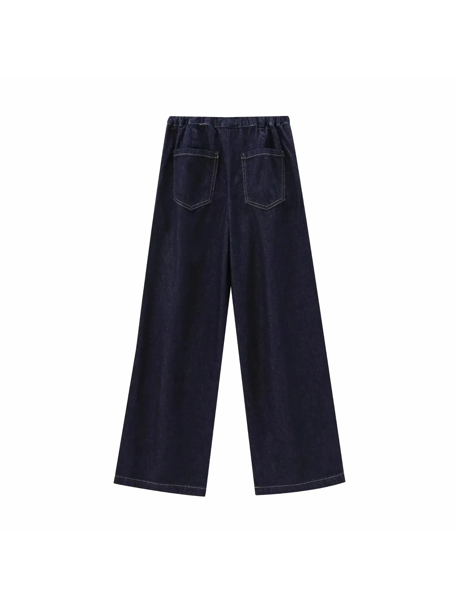 Denim Jacket Top & Pants Coord Set with Elastic Belt