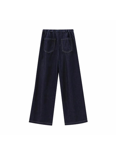 Denim Jacket Top & Pants Coord Set with Elastic Belt