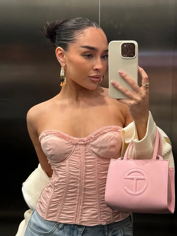 Ruffle Boning Corset Tube Top