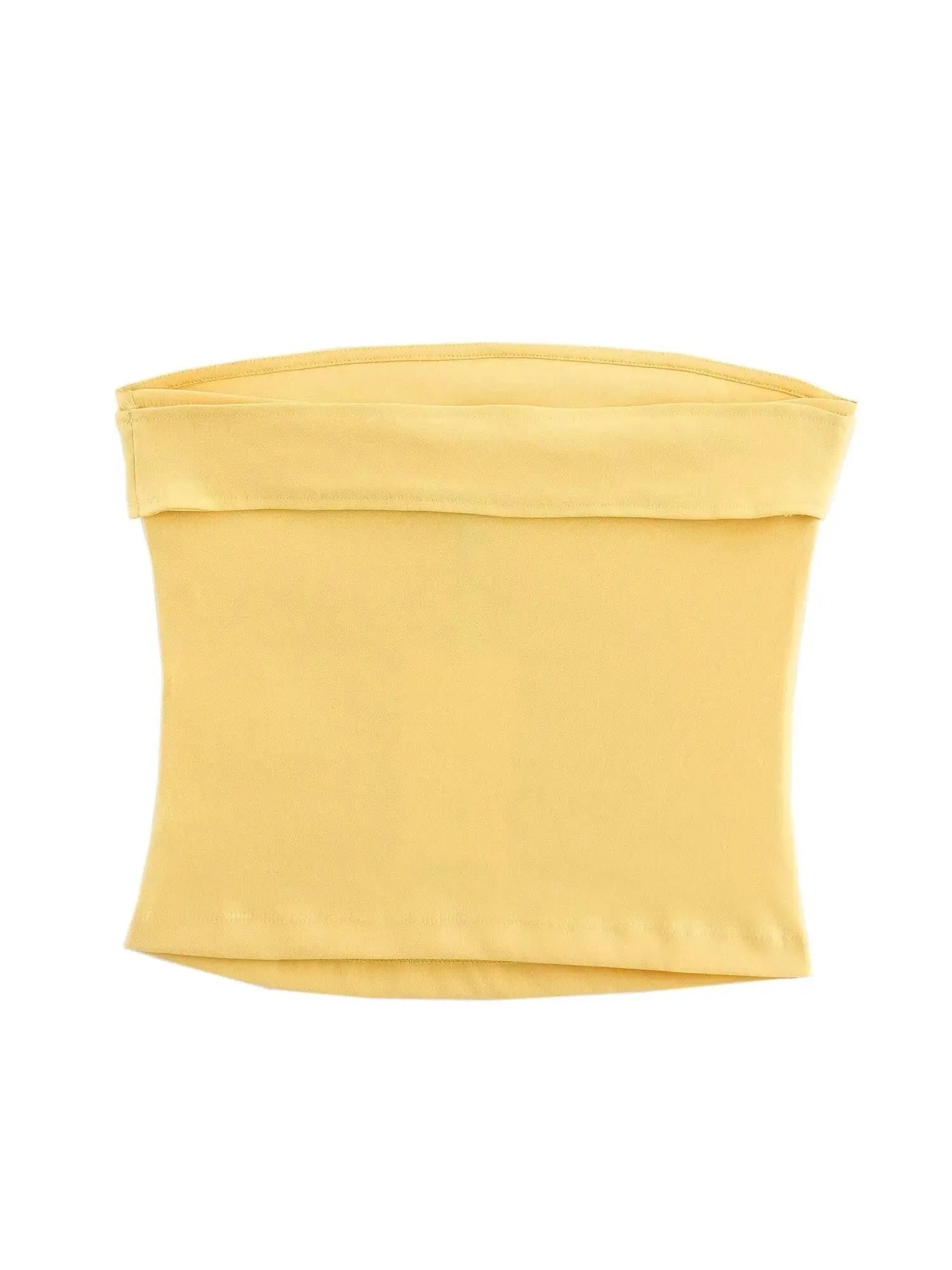 Strapless buckle detail top yellow