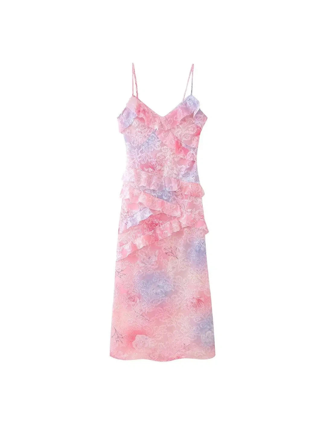 Lora Spaghetti Strap Ruffle Maxi Dress