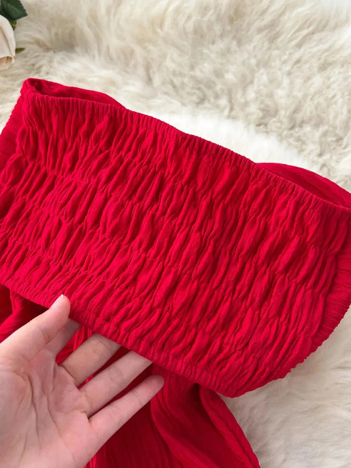 Bandeau Crop Tube Top & Wide Leg Pants Coord Set