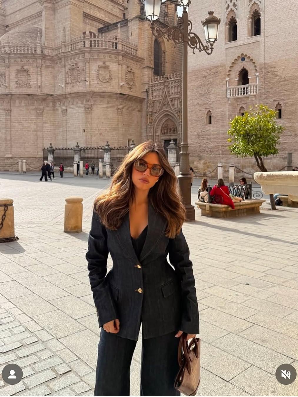 Denim Peplum Tube Top Blazer & Pants Coord Set