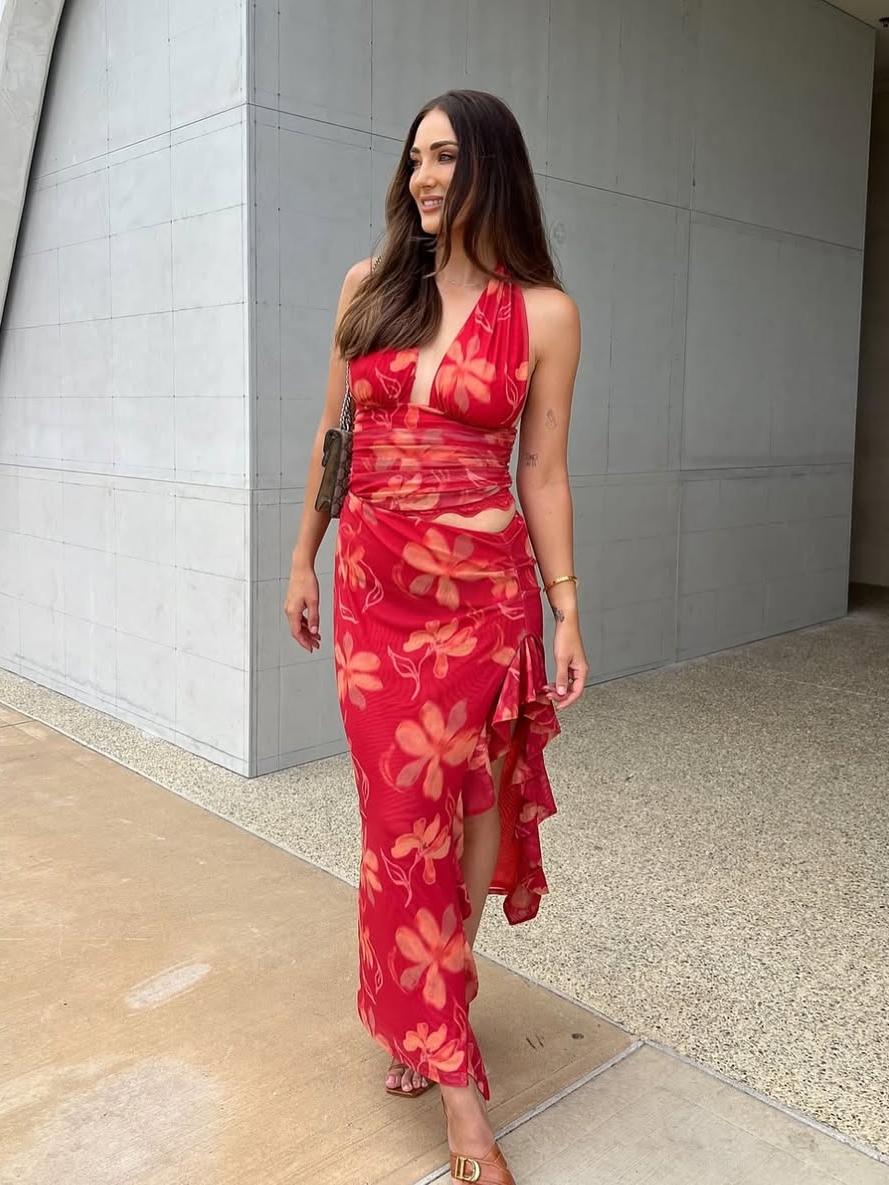 Carla Ruffled Floral Halter Dress