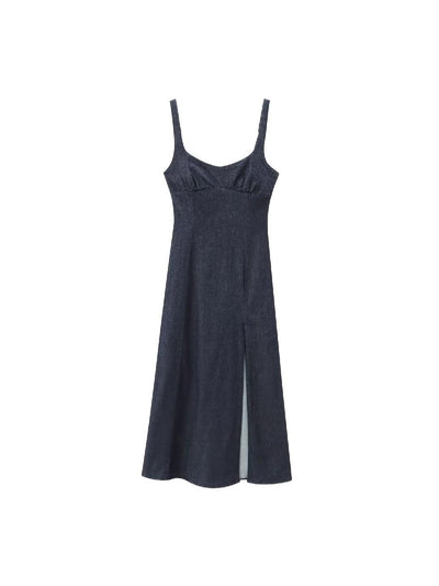 Sheath Denim Slit Dress