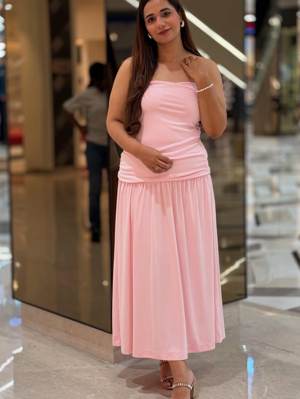 Pink Tube Teck Maxi Dress
