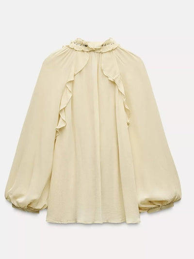 Boho Bell Sleeves Ruffle Blouse Top