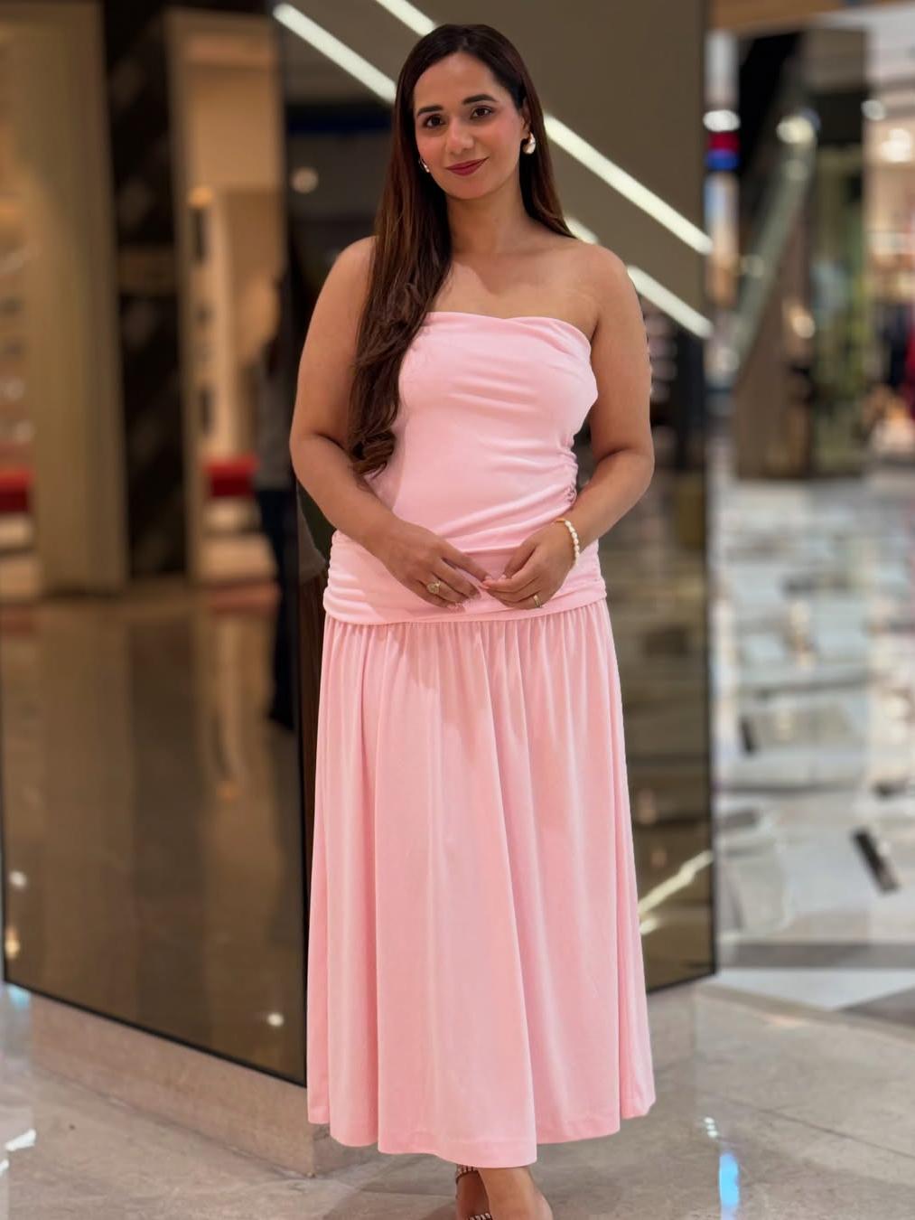 Pink Tube Teck Maxi Dress