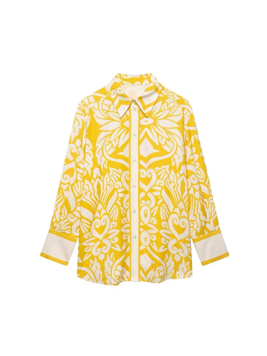 Butter Yellow Floral Print Shirt & Pants Coord Set