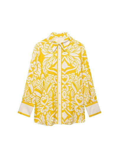 Butter Yellow Floral Print Shirt & Pants Coord Set