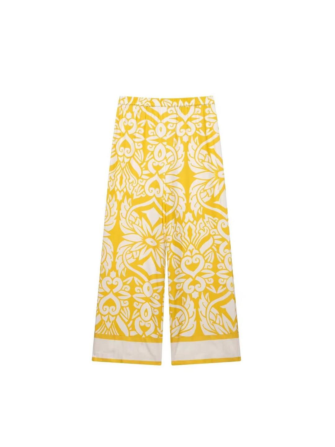 Butter Yellow Floral Print Shirt & Pants Coord Set