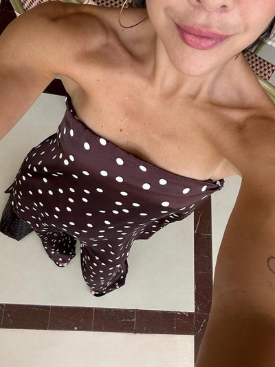 Polka Dot Strapless Top & Pants Coord Set