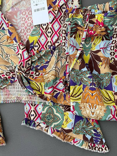 Geometric Print Knot Top & Pants Coord Set