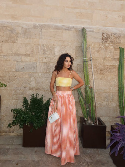 Gingham Print Cami Top & Skirt Coord Set