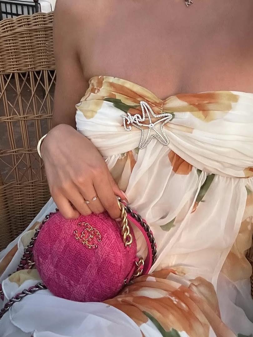 Star Applique Halter Tube Ruffle Slit Maxi Dress