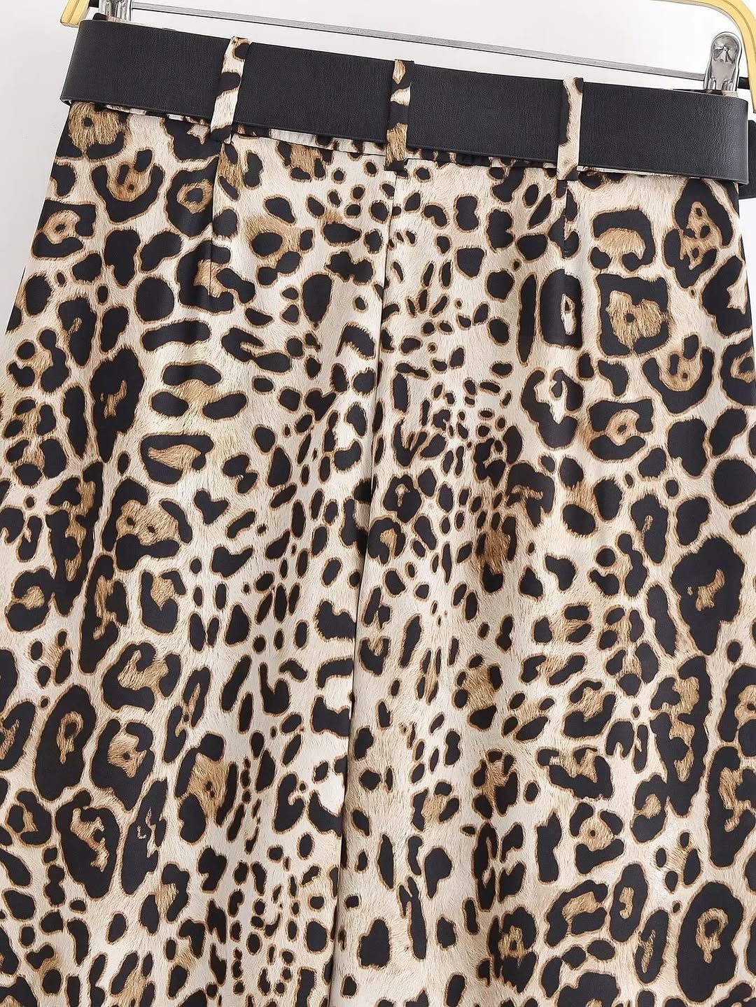 Animal Print Wide Leg Pants with Belt