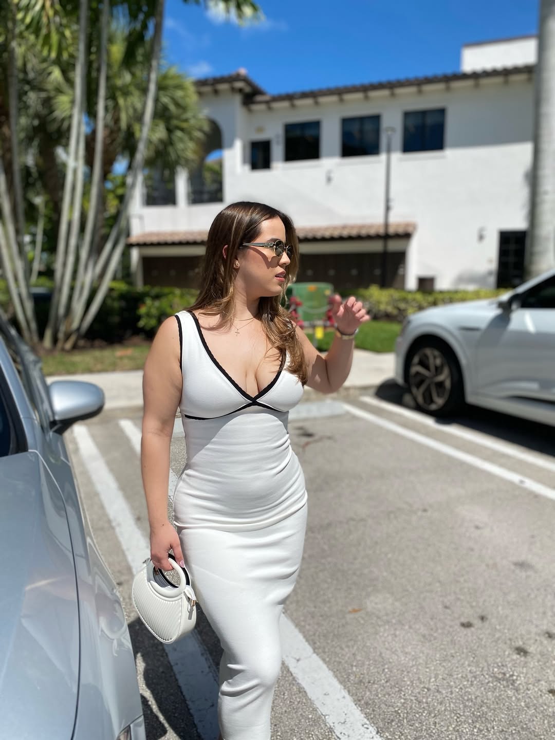 Sweetheart Neck Wide Strap Trim Midi Dress