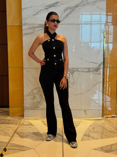 Halterneck Top With Flared Pants Coord Set