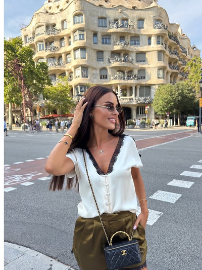 Camila Lacey Crop Top & with Shorts Coord Set