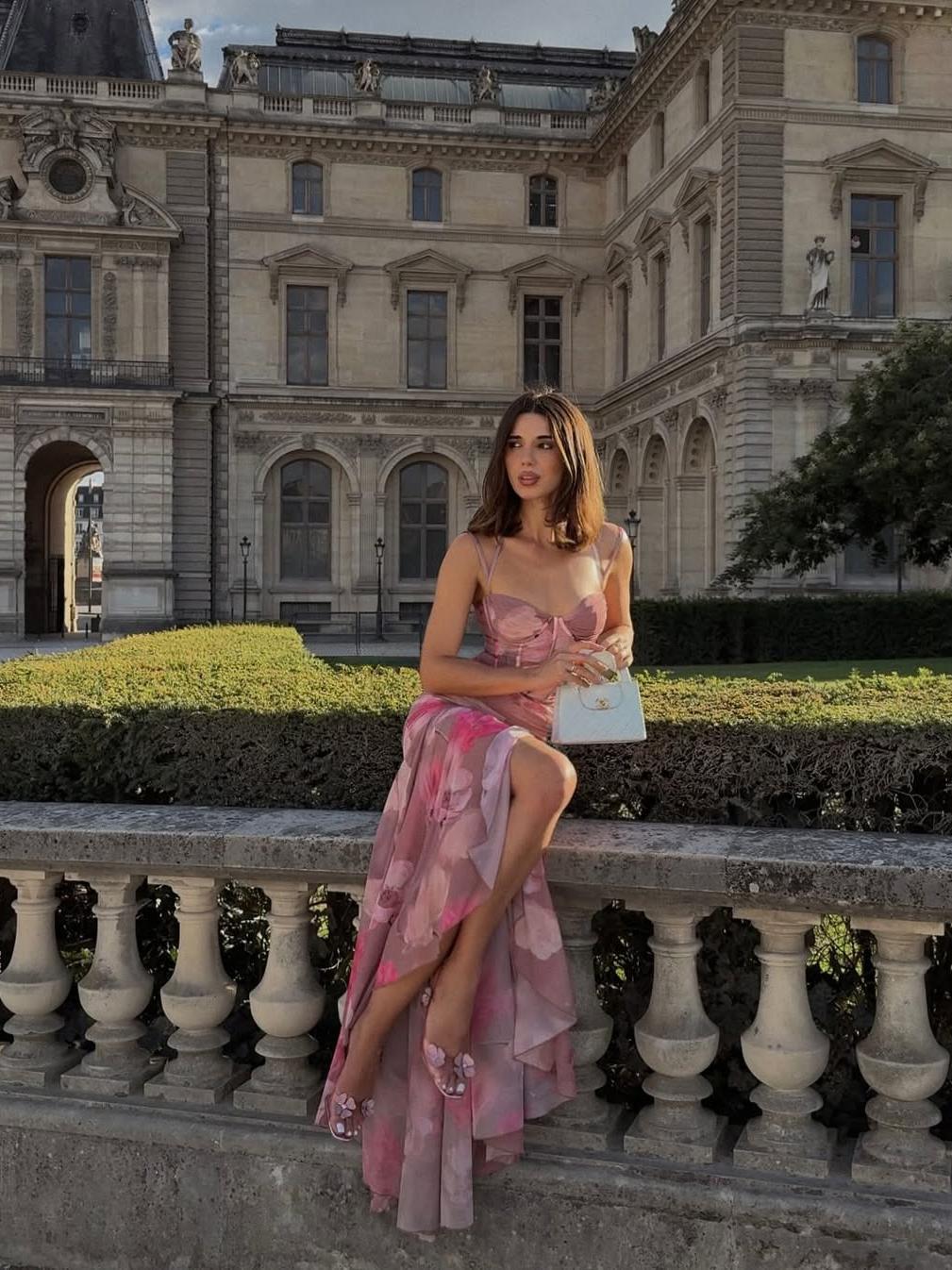 Floral Tie Dye Print Corset Ruched Corset Dress