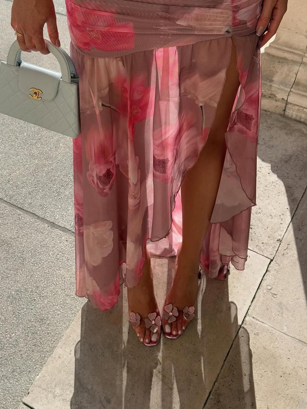 Floral Tie Dye Print Corset Ruched Corset Dress