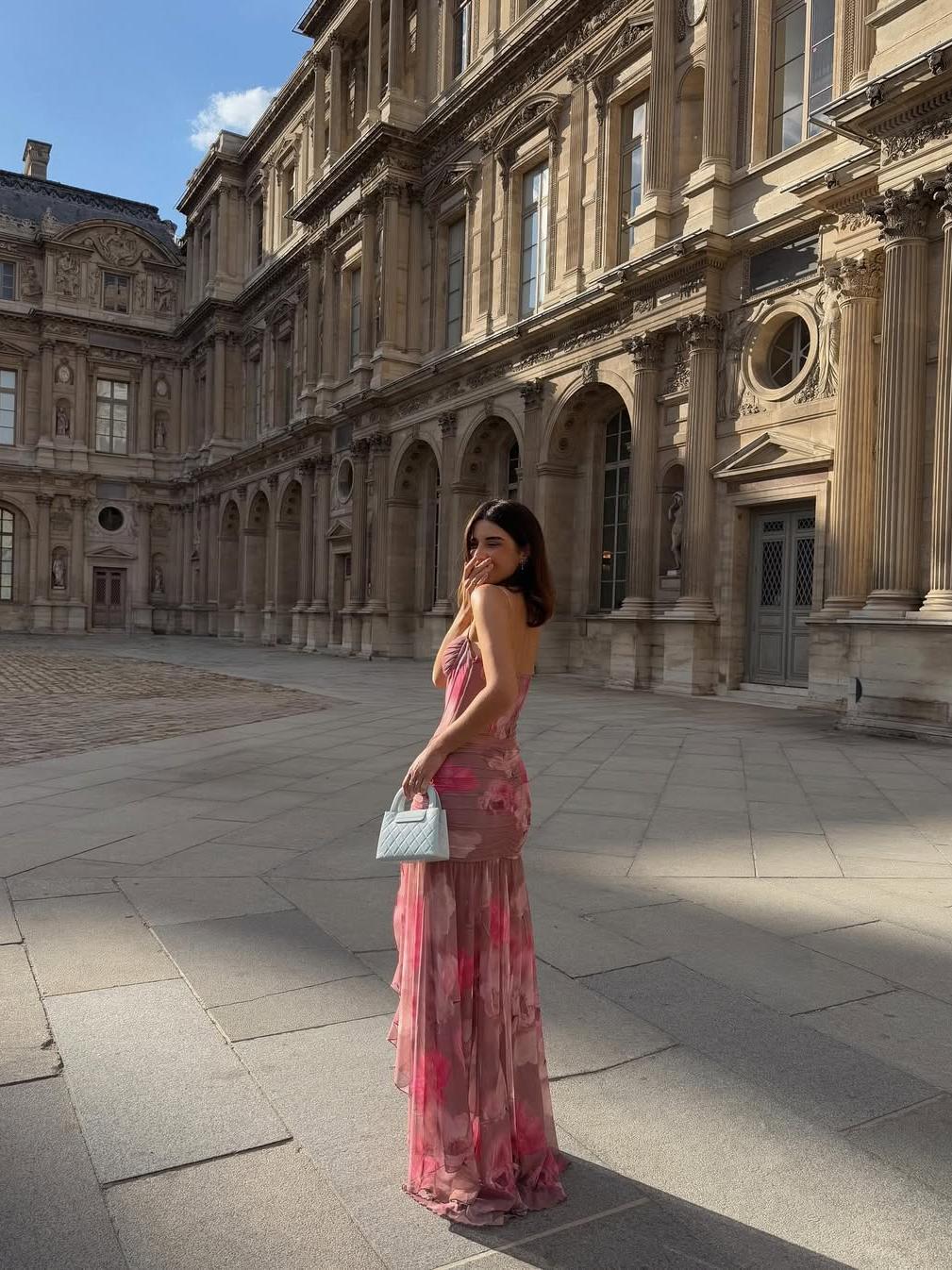 Floral Tie Dye Print Corset Ruched Corset Dress